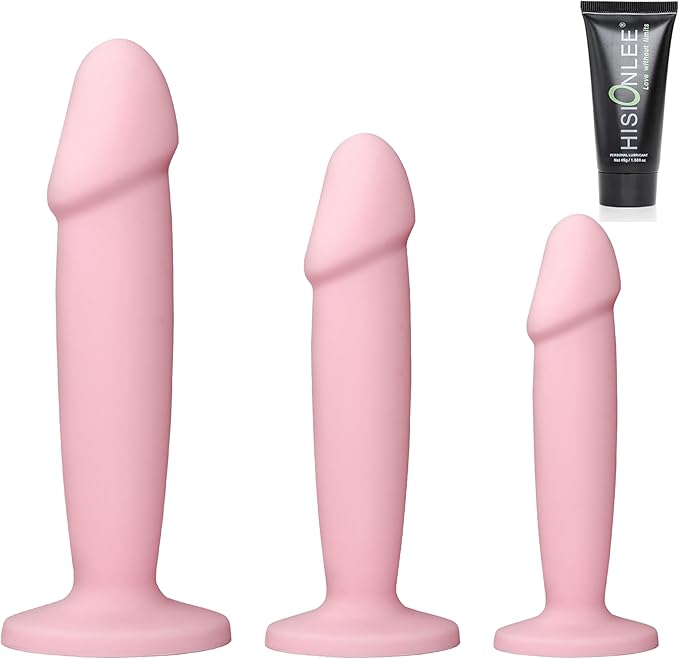 Anal Dildo Butt Plug Anal Training Sets Anal Plug Dildos Sex Toys (Pink) | 3 Sizes Silicone Anal Trainer Kit for Women Adult Sex Toys & Games, Realistic Penis G-Spot Stimulation Dildo Strong Suction