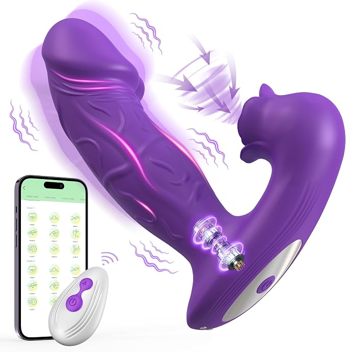 Rose Vibrator Toy for Woman,Sucking Dildo Stimulator with 9 Sucker Vibrators Modes,Remote Control G Spot Nipple Stimulation Sex Toys,Anal Plug for Adult Sex Toy for Woman Female Couples (Dark Purple)